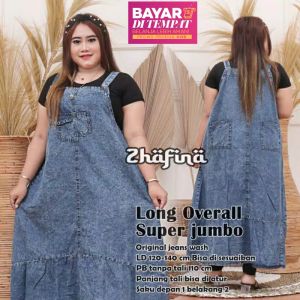 Overall Jumbo Jeans 4XL Jumpsuit Jeans Wanita Madina Baju Kodok Jeans Rempel Polos Terbaru