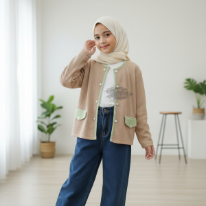 Zane Store - Outer Cardigan Knit Rachel Anak Perempuan Usia 5-12 Tahun Fasion Anak Viral OOTD Kekinian Terbaru