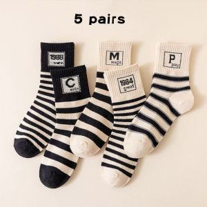 Denosim 5 cái/bộ sọc thư vớ trẻ em dệt co giãn thể thao bé trai bé gái tất ống dài trung bình mùa thu trẻ em Vớ qua mắt cá chân