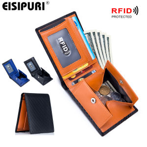 Rfid Carbon Fiber Men Wallet Money Bags Black Slim Thin Men Wallet Small Leather Purse Clutch Bag Mini Coin Holder
