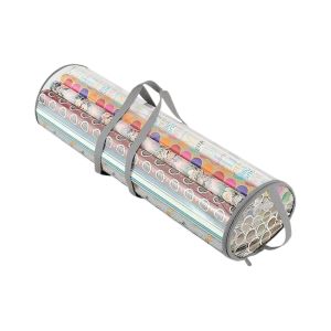 YAHURO Cylinder Wrapping Paper Storage Bag Large Capacity Transparent Gift Wrapping Roll Organizer Portable with Handle Zipper Gift Wrap Storage Bag Gift Packaging