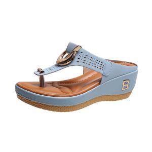 [Free Shipping] Plus-Size Beach Sandals For Women Featuring A Wedge Heel Thick Sole And Toe-Post Design New Style Flip-Flops