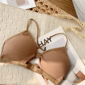 OK Bra Korean Style Hollow beauty back No Steel Ring M-threaded Material Cup Removable Underlined Shoulder Strap Bra