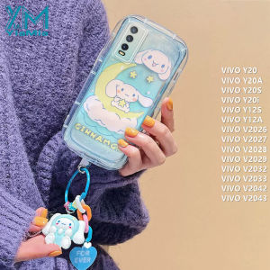 YiaMia Cute Hello Kitty Kuromi Pendant Phone Case For VIVO Y20 Y20A Y20S Y20i Y12S Y12A V2026 V2027 V2028 V2029 V2032 V2033 V2042 V2043 Cartoon Pattern Soap Phone Case Precision Camera Hole Full Cover Soft TPU Back Cover