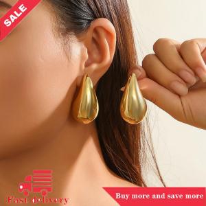 [COD] Vintage Gold Plated Chunky Dome Drop Earrings For Womens Earstuds Glossy Teardrop Earrings Exaggerated Jewelry Gifts