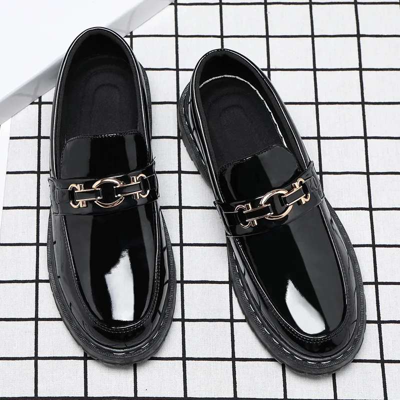 Men's Loafers Boat Shoes Shiny Casual Leather Shoes Men's Office