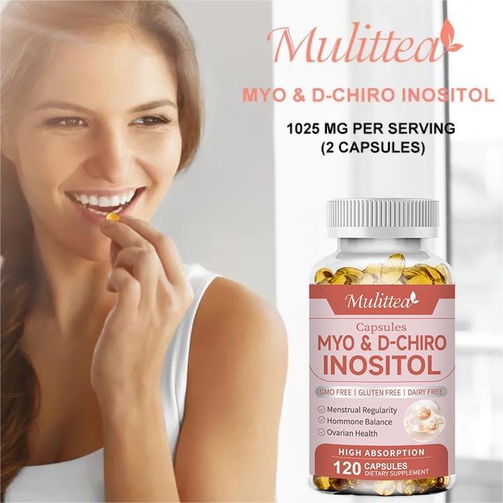 Mulittea Myo-Inositol & D-Chiro Inositol Capsules 120pcs Hormone Balance for Women Vitamin B8 to Regulate Menstrual Cycle & Support body Health Kapsul Myo-Inositol&D-Chiro Inositol| Keseimbangan Hormon Wanita| Mengatur Siklus Menstruasi & Kesehatan Tubuh