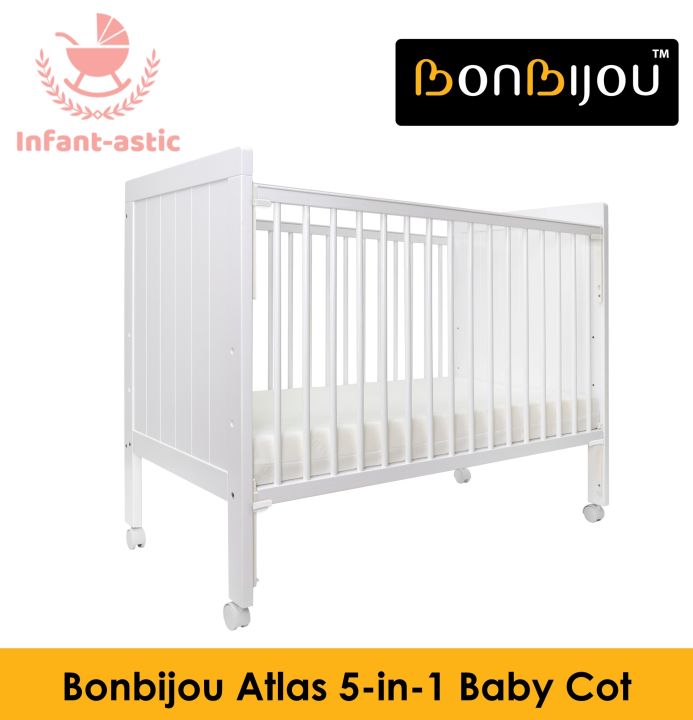 Bonbijou Atlas 5-in-1 Baby Cot (FREE 4'' Anti Dust Mite High Density