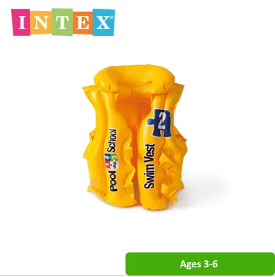 INTEX® 58660 Deluxe Swim Vest Ages 3-6 W Collar Swimming Pool For Kids Pool Safety Vest Kids Playground