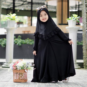 Gamis Anak Perempuan Set Hijab Yumna Kids Gamis Anak 3-12 Tahun Bahan Jersey Polos Baju Muslim Anak Model Baru Gamis Putih Size M L XL XXL Dress Lebaran Simple