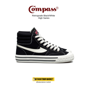 SEPATU COMPASS RETROGRADE BLACK/WHITE HIGH SERIES