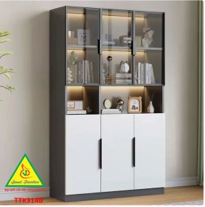 TỦ TRANG TRÍ PHÒNG KHÁCH BẰNG GỖ MDF CÁNH KÍNH TTK314 - NỘI THẤT LẮP RÁP VIENDONGADV