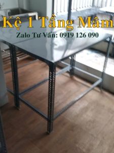 Kệ Thép 1 tầng mâm - mã số: V30.07 (D120cm x R30cm x C60cm). Đầy đủ bộ kệ. Mâm lẻ (120x30) có thể mua lắp thềm
