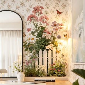 3D Flower Wall Sticker Set Self Adhesive Waterproof Removable PVC Floral Wall Decor for Home