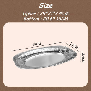 3Pcs Oval Aluminum Foil Food Trays Food Grade Disposable Tin Plates For Parties Picnics & Oven Use