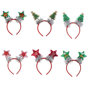 Holiday Season Hair Accessory Garlands Hairband with Christmas Tree/Star Decors for Adult Kids Christmas Party Headwear