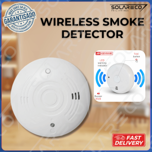 Asenware Wireless Smoke Detector White Battery Powered Fire Alarm Sensor Home Office Safety