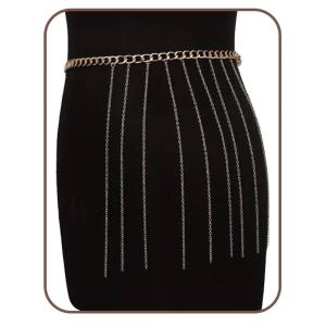 Metallic Body Chain Long Tassels Waist Belt for Women Evening Dance Belly Decoration Hip Ornament