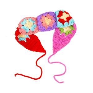 ผ้าโพกหัวโครเชต์ผ้าโพกหัวถักที่มีสีสันของเด็กผู้หญิงหน้าร้อนผ้าโพกศีรษะกันแดดผูกกลับตั้งแคมป์ Headwrap ผมน่ารัก