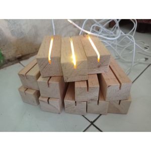 Stand Akrilik Price Tag Holder LED Tag Holder Batangan Tag Holder Dudukan Kayu Akrilik Stand Akrilik Stand Kayu Jati Belanda