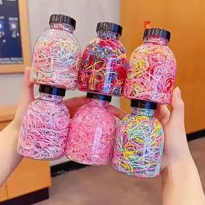 1000 Bottled Colorful  Rubber Bands Simple Hair Ties High Elasticity Rubber Bands Girls Hair Accessories
