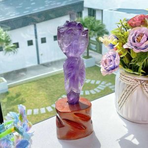 [现货] 17cm 紫水晶玫瑰花摆件｜浪漫能量 × 魅力人缘 × 风水聚福｜Amethyst Rose Display｜Love • Grace • Good Vibes