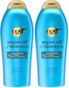 OGX Renewing + Argan Oil of Morocco Shampoo Damage Repairing Shampoo & Argan Oil to Help Strengthen & Repair Dry Damaged Hair Paraben-Free Sulfate-Free Surfactants 13 fl. Oz