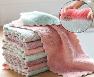 Non stick Oil Absorbent Microfiber Cleaning Cloth Hand Washing Cloth Kitchen Towel Dishcloth Wipe
