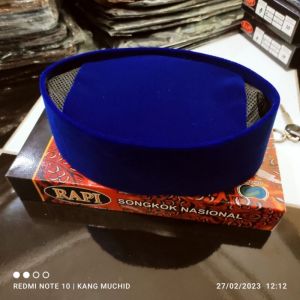 songkok biru polos AC songkok biru tinggi 9 cm peci biru polos AC kopyah biru AC premium