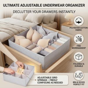 Foldable Underwear Storage Box Adjustable Divider Organizer Durable Closet Storage for Dormitory and Home Use