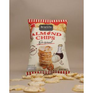 [1 ซองใหญ่] ALMOND CHIPS 52 กรัม ขนมอบกรอบอร่อย แคลต่ำ ไม่ทอด เจ วีแกน De La Lita เดอลาลิต้า อัลมอนด์ชิปส์ ขนมคลีน
