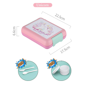 NUVOX Kids Lunch Box Ideal Leak-Proof Bento Box Moms Choice BPA and Chemical Dye Free Kids Bento Box Microwave and Dishwasher Safe Lunch Box(DinosaurUnicorn)