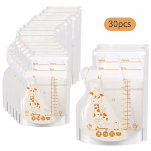 PE Giraffe Breast Milk Storage Bags 250ML 30pcs/60 pcs per Pack Pre-Stick Labels BPA Free Leakproof