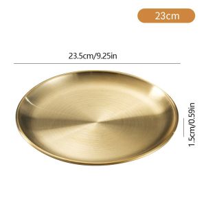 Elegant Dinner Charger Plates Retro Round Gold Tray Wedding Hotel Party Craft Tray Golden Plate
