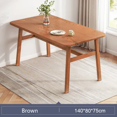 Solid Wood Dining Table Study Table Modern Meja Makan Set With 4/6 Chairs Kitchen Wood Home table Kitchen Dining Table Iron Legs 仿实木餐桌