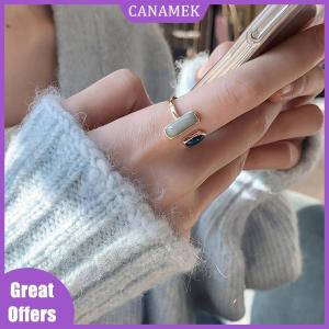 CANAMEK✨ Vintage Fashion Opal Stone Wedding Open Adjustable Stamp Silver Rings For Women Jewelry
