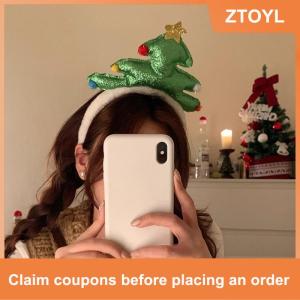 【ZTOYL】 Christmas Decoration Christmas Tree Headband Cute Cartoon Reindeer Antlers Hair Band Festival Party Decor Hair Accessories Gift