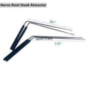 GREATLH Orthopedic Nerve Root Retractor Orthopedic Nerve Root Hook 90 135 Degree Brain operation Stainless steel with Black Handle