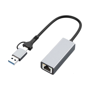 Aluminum Alloy USB C/USB A Two Port RJ45 Networkings Adapter 1/2.5Gbps Gigabit Ethernet Converters Stable Connection