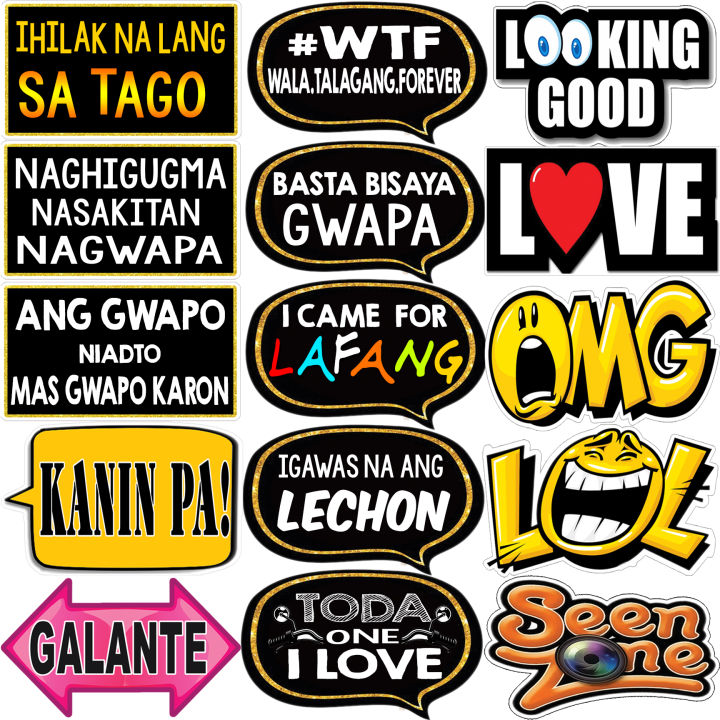Bisaya photobooth props callout 15pcs set 1.5mm Lazada PH