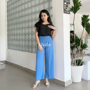 Reva Pants Celana Kulot Wanita Crinkle Airflow Anti Lecek Terbaru Korean Style Ootd Kekinian by Clashe