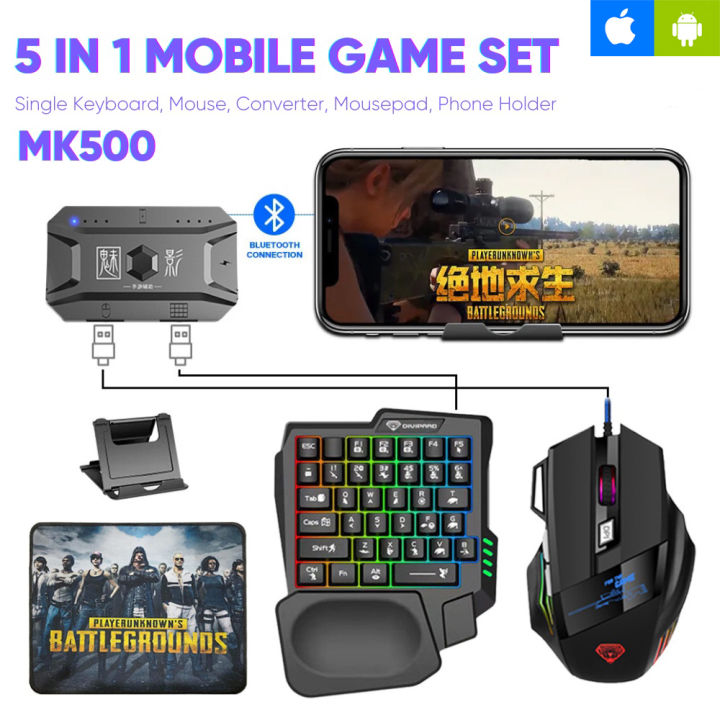 PAKET LENGKAP Mobilador HP Full Set FF Keyboard Gaming Untuk HP Android dan Mouse Gaming Game Mobile PUBGM Free Fire Mobile Legends