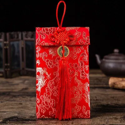 Embroidery Fabric Red Envelope for Chinese New Year and Wedding/ Chinese Knot Money Bag/CNY Fabric Ang Pow/Wedding HongBao Red Envelope/ 中国风红包刺绣布袋