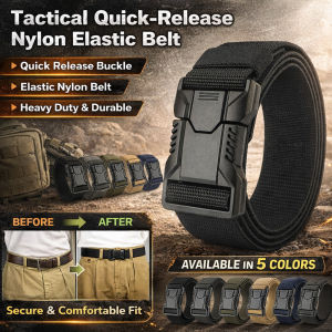 Quick Release Tactical Nylon Elastic Belt Military Outdoor Men Utility Stretch Comfort Durable Gear Accessory
