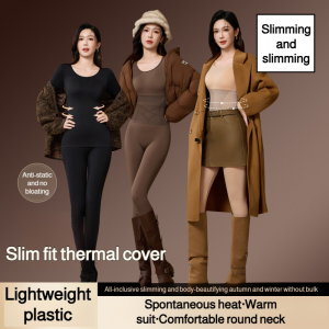 Thermal Underwear Set Body Sculpting Non-marking Warmth Shapewear Body Contouring Fall/winter