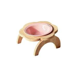 MING1996 Ceramic Flower Shaped Pet Bowl Non-Slip Anti-Spill Elevated Cat Bowl Cat Food Water Bowl Detachable Dog Feeder for Cats Dogs