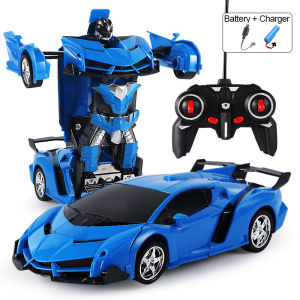 Remote Control 2 in 1 Sports Scale 1:18 Transformation Car Robot Models Deformation Car for boys kereta mainan/Mainan Budak Lelaki Kereta Kawalan Jauh 遥控车