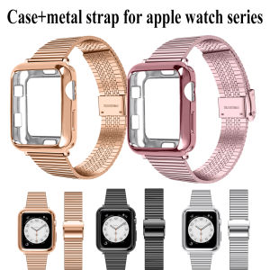 stainless steel strap+Case for Apple Watch Band 9 8 7 45mm 41mm 44mm 40mm 38mm 42mm for iwatch series SE SE2 6 5 4 3 2 1