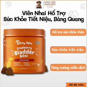 Viên Bổ Sức Khỏe Tiết Niệu Bàng Quang Cho Chó Mèo Zesty Paws Cranberry Bladder Bites Tăng Cường Sức Khỏe Thận UT