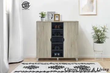 CHF Lato Shoe Cabinet 2 Door With 5 Tiers Multi Function Shoe Rack Strong Construction Color Natural Grey Lazada